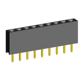 2.54mm PCB Socket Single Row Three Sides Contact Straight Dip Type.(H=7.2)